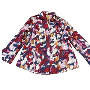 Gold Label TAYLOR NonIron Abstract Print Button Up Shirt Women Size 12